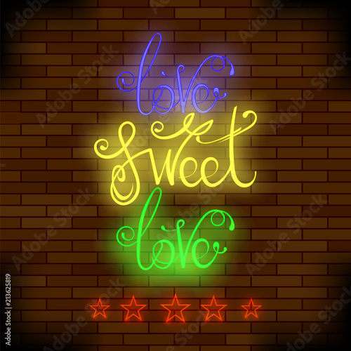Vintage Colorful Neon Lettering. Romantic Love Quote Design