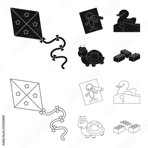 Children toy black,outline icons in set collection for design. Game and bauble vector symbol stock web illustration.