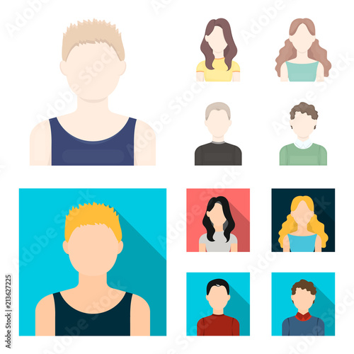 Girl with long hair, blond, curly, gray-haired man.Avatar set collection icons in cartoon,flat style vector symbol stock illustration web.