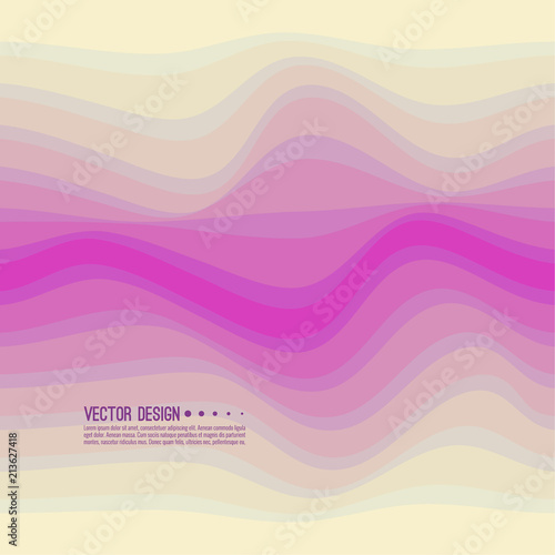 Distorted wave colorful texture. Abstract dynamical rippled surface. Vector stripe deformation background. Transition and gradation of color.