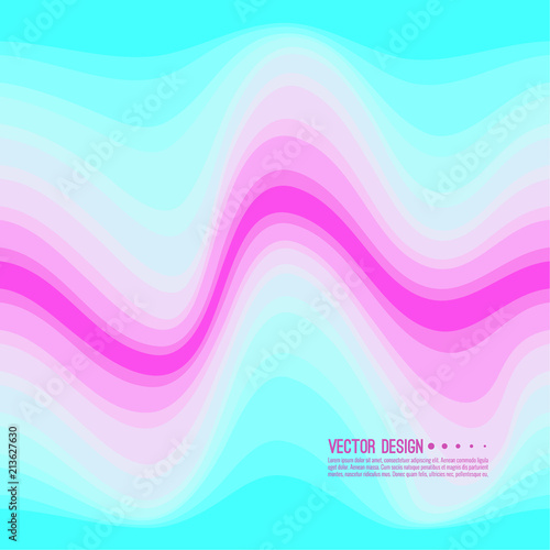 Distorted wave colorful texture. Abstract dynamical rippled surface. Vector stripe deformation background. Transition and gradation of color.