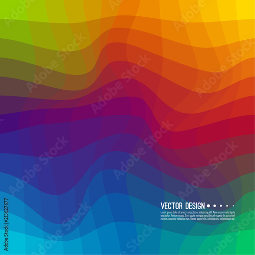 Distorted wave colorful texture. Abstract dynamical rippled surface. Vector stripe deformation background. Transition and gradation of color.