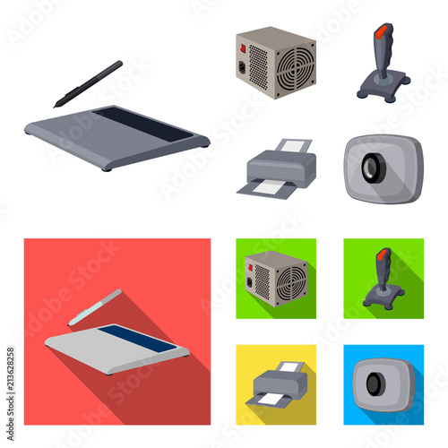 Power unit, dzhostik and other equipment. Personal computer set collection icons in cartoon,flat style vector symbol stock illustration web. photo