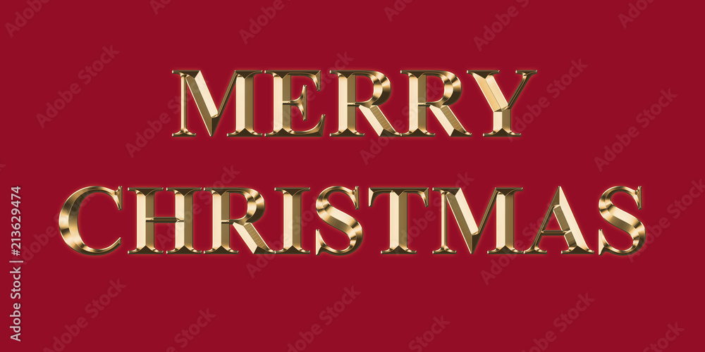 Merry Christmas in gold letters on a red background Merry Christmas in gold letters on a red background