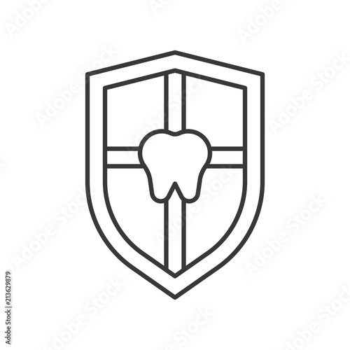 Shield and tooth, teeth protection outline icon