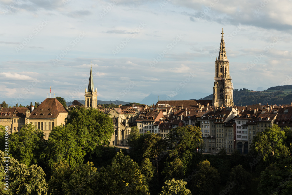 Bern old town skyline with its cathedral in Switzerland capital city