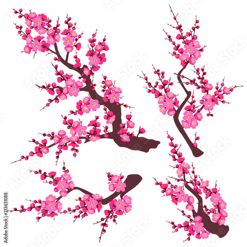Pink Plum Blossom Branch Set