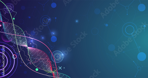 Science template, wallpaper or banner with a DNA molecules.