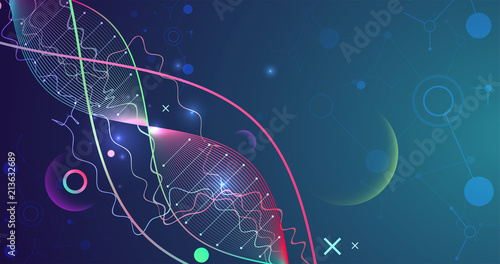 Science template  wallpaper or banner with a DNA molecules.