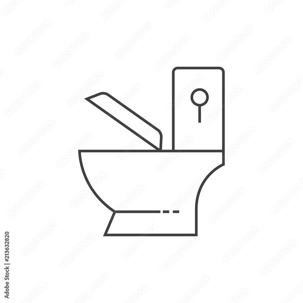Toilet icon in thin outline. Bathroom closet clean sanitaion. Vector illustration. Toilet icon in thin outline. Bathroom closet clean sanitaion. Vector illustration.