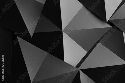 Black geometric shapes, abstract background