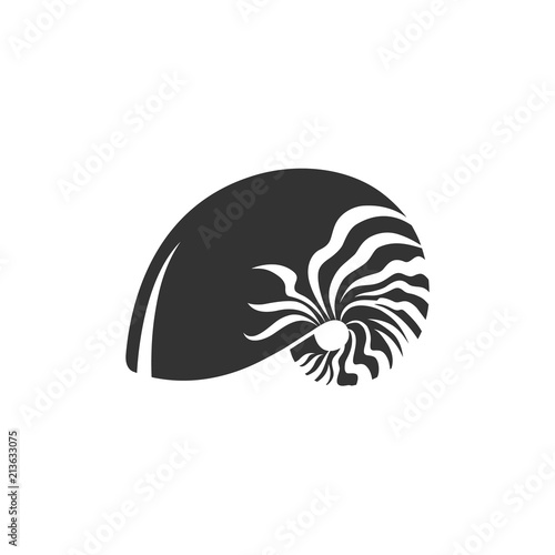 Nautilus icon in black and white. Grayscale animal vector illustration.