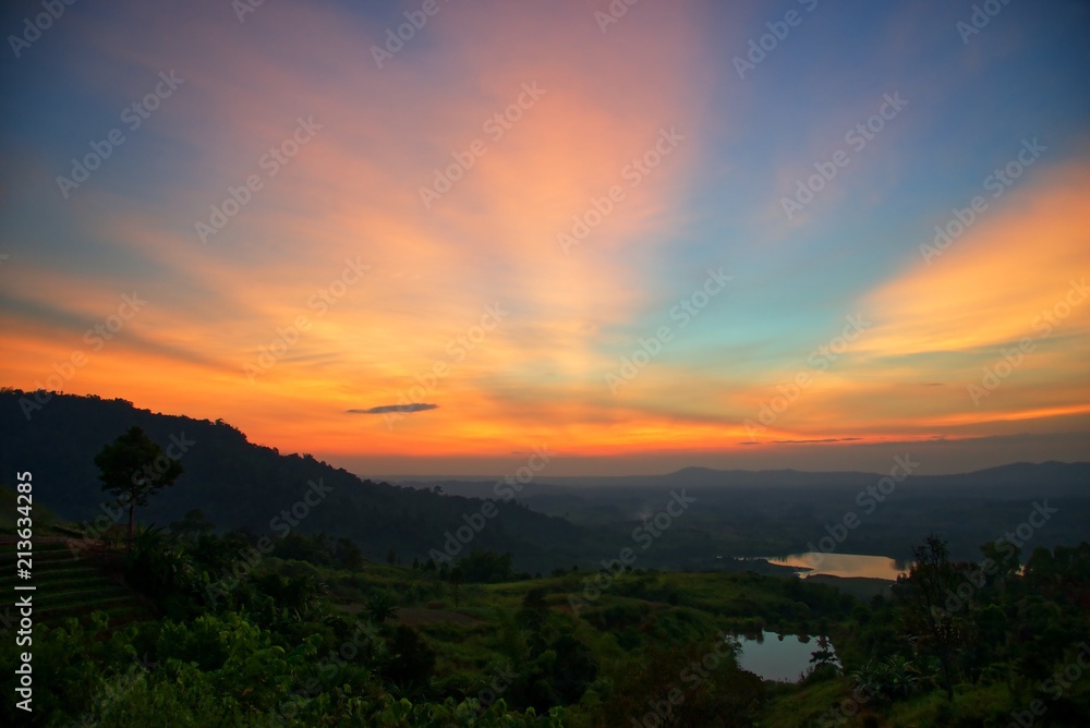 Light on the mountain after sunset : Khao Kho, Phetchabun, Thailand