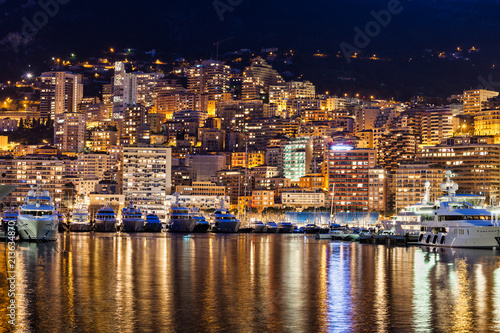 Monaco Principality City Lights in Mediterranen Sea