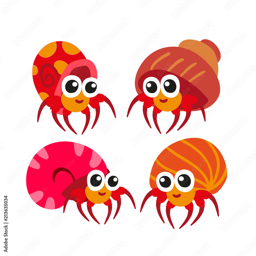 hermit crab vector collection design