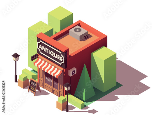 Vector isometric antique shop