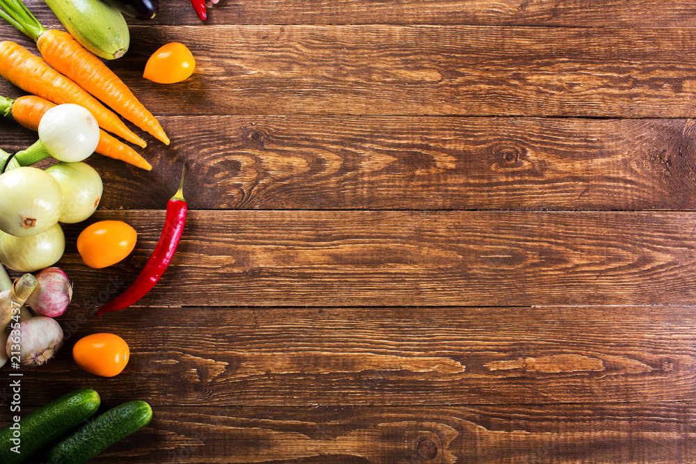 Vegetables on the table. Frame. Background. Vegetables on the table. Frame. Background.
