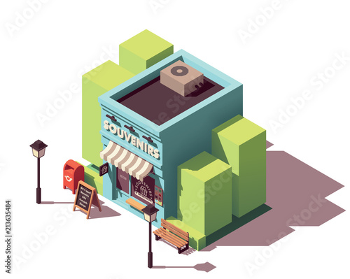 Vector isometric souvenir gift shop