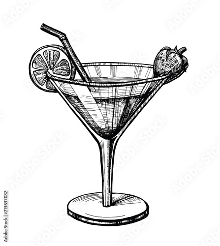 Alcohol cocktail hand drawn illustration