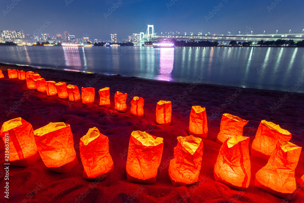 Obraz premium Festiwal Światła Morskiego w Odaiba