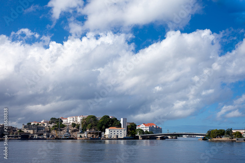 View on the naval island Ilha das Cobras in the Guanabara bay in Rio de Janeiro