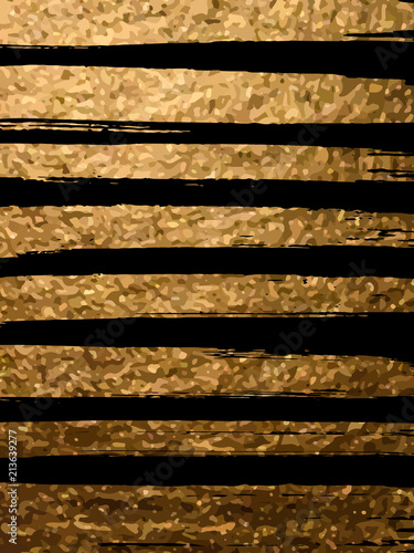 Gold brush stroke in black background. Design Templates for Broc