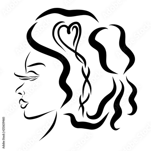 Beautiful woman, aristocrat, with a heart in her hair