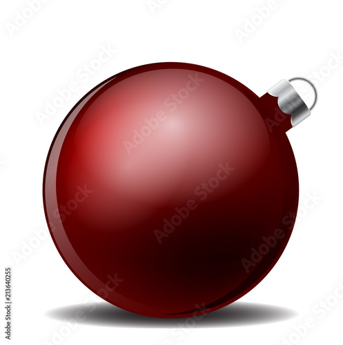 red christmas ball with shadow that lies on its side