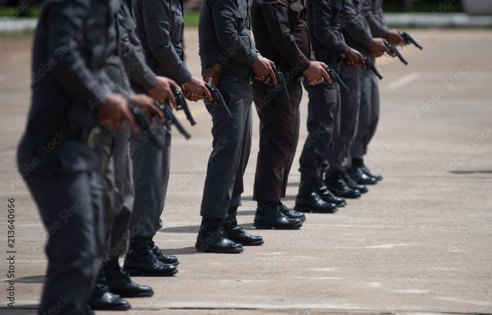 Police tactical firearms training outdoors. Police tactical firearms training outdoors.