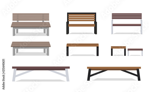 Benches isolated on white background.vector illustration.wooden construction.