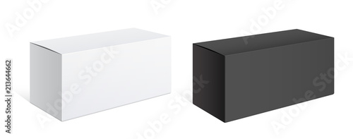 Realistic black and white packing boxes.