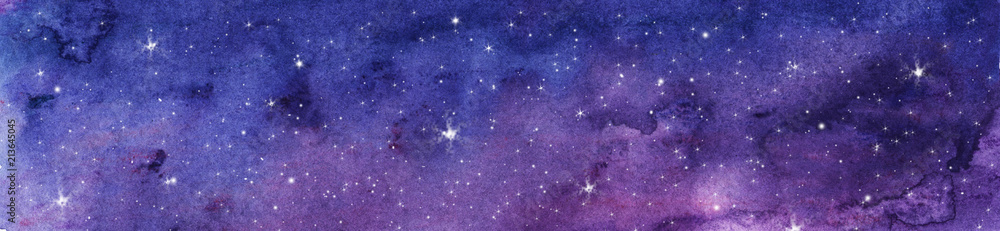Obraz premium Ręcznie malowane akwarela ilustracja nocne niebo