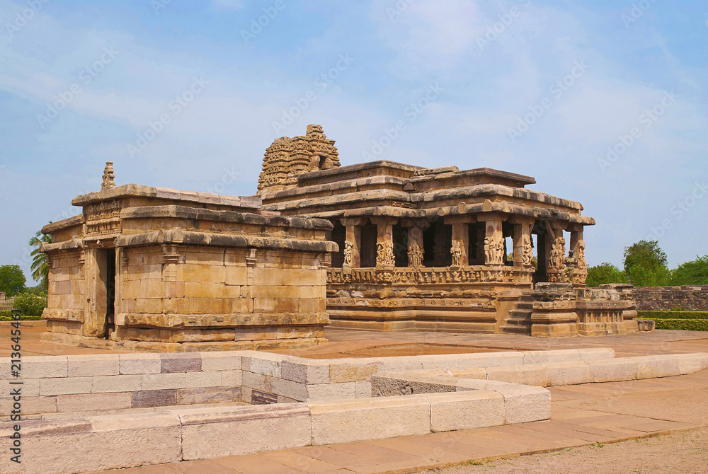 Durga temple, Aihole, Bagalkot, Karnataka. The Galaganatha Group of temples. The actual entrance to the temple complex is on the left side.