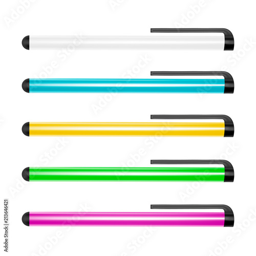 Stylus for mobile devices.Stylus for touch screens.Stylus for tablets and smartphones.Vector illustration.