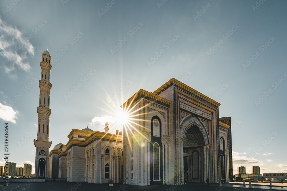 Outside view Mosque Hazrat Sultan in Astana capital of Kazakhstan on a