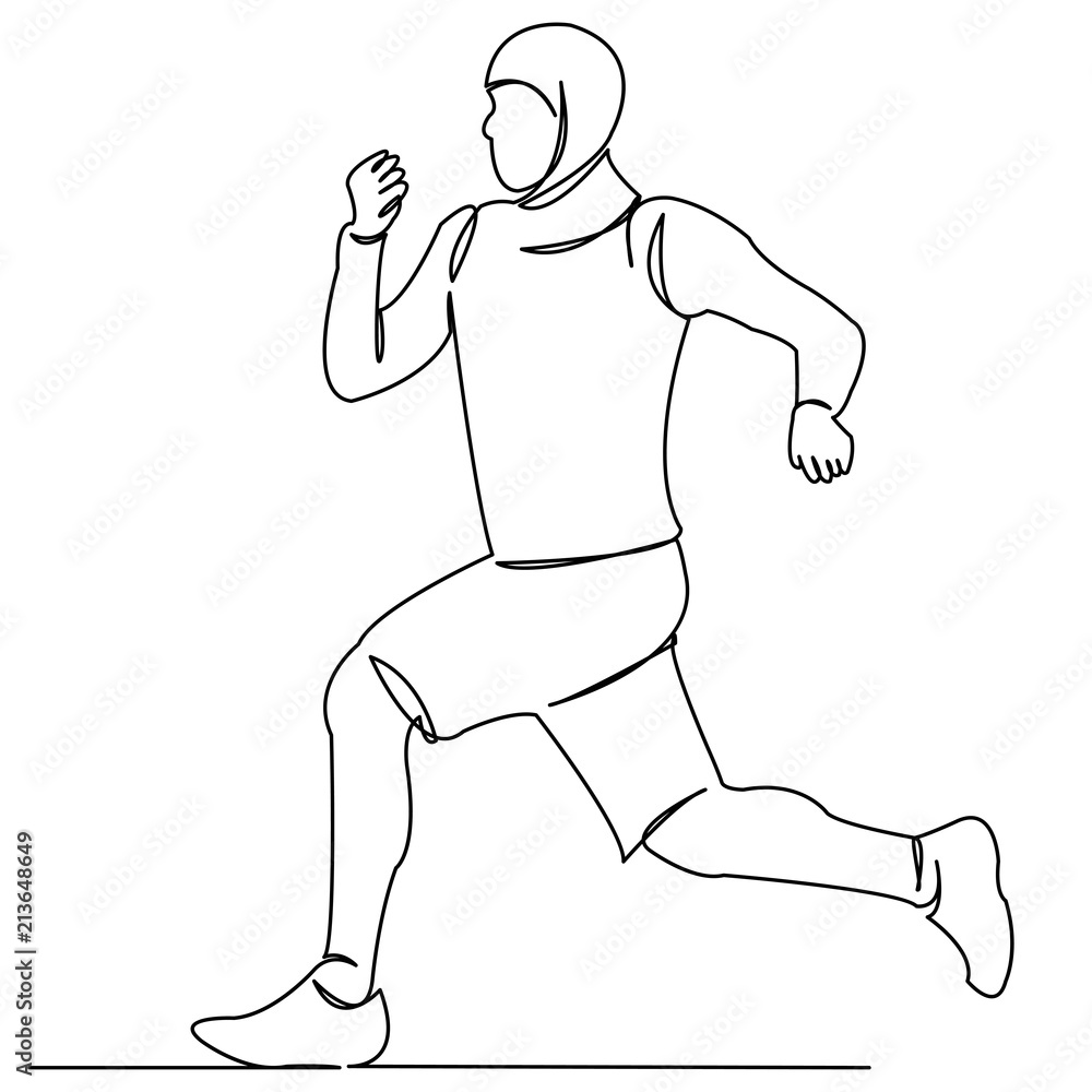 Muslim woman running sprint
