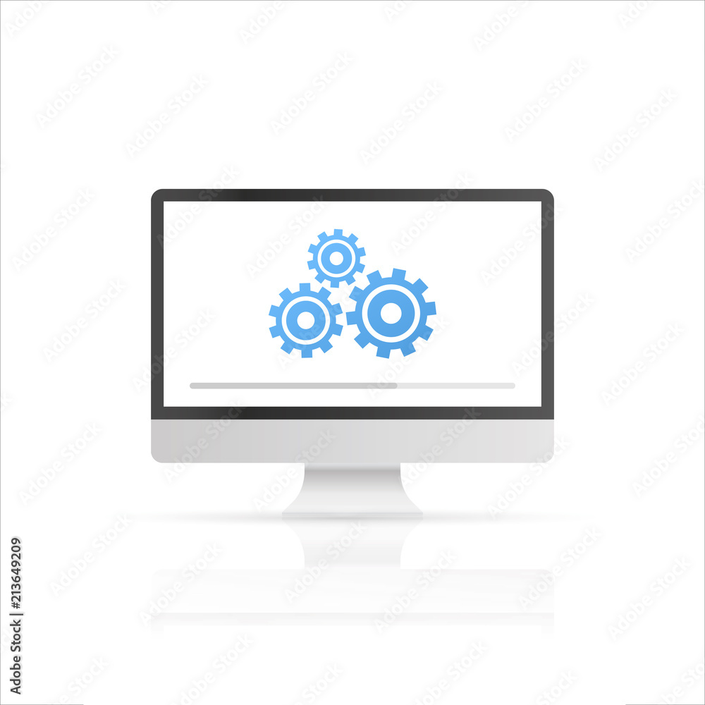System software update and upgrade concept. Loading process in laptop screen. System software update and upgrade concept. Loading process in laptop screen.