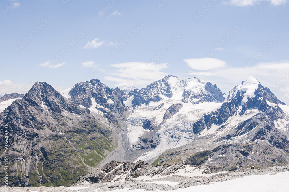 Corvatsch, Piz Roseg, Piz Palü, Morteratsch, Gletscher, Piz Bernina, Bernina,Val Roseg,Val Bernina, Alpen,Graubünden, Diavolezza, Sommer, Schweiz