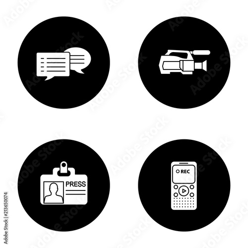 Mass media glyph icons set photo