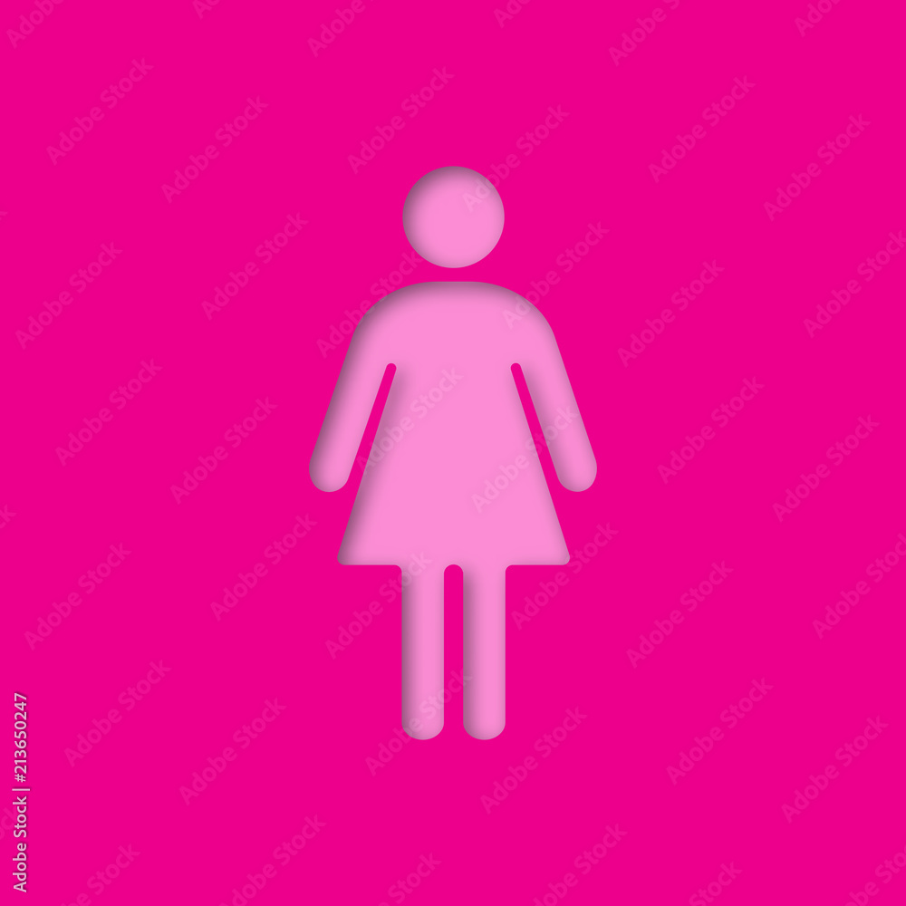 Woman in front view paper cut out icon Woman in front view paper cut out icon