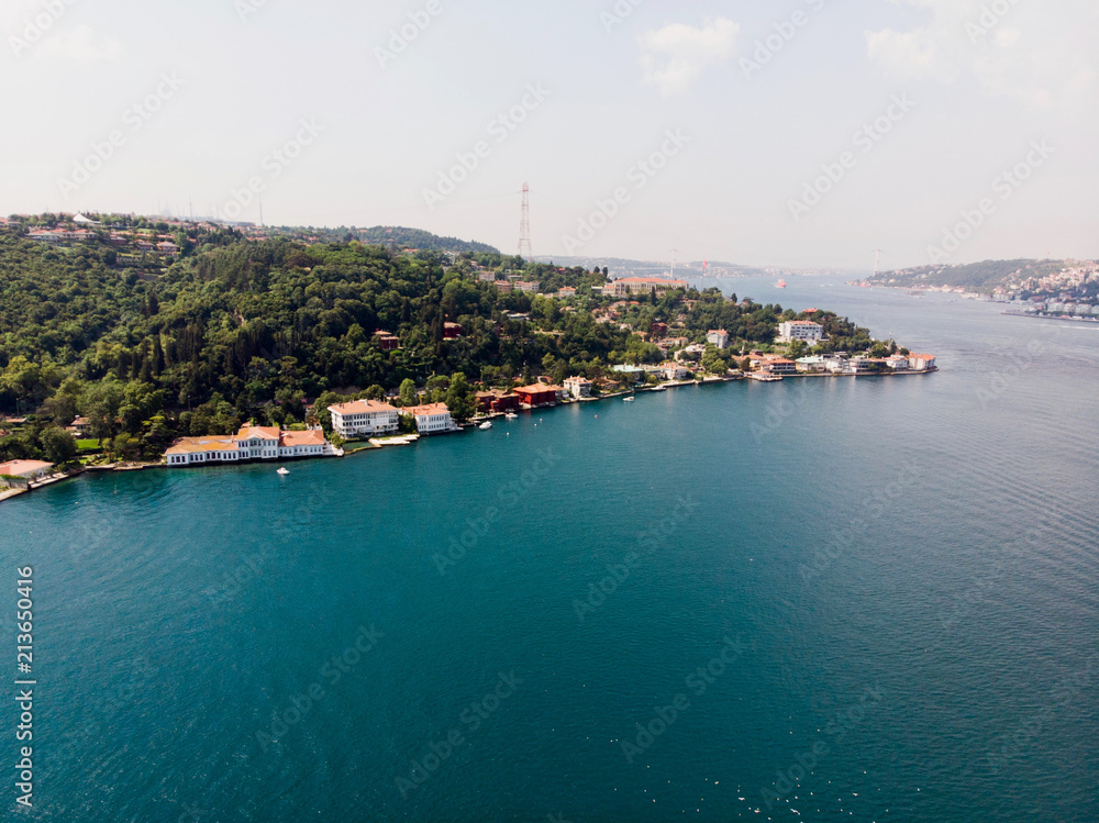 Aerial Drone View of Istanbul Bosphorus, Kandilli / Beykoz