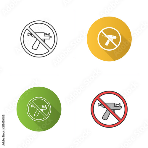 Forbidden sign with piercing gun icon
