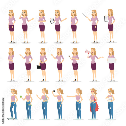 Set of a woman character