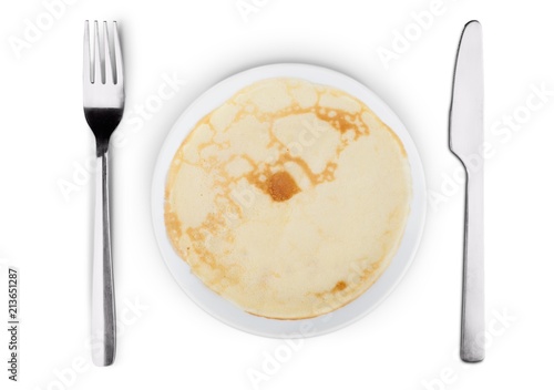 Pancake on a Plate Isolated