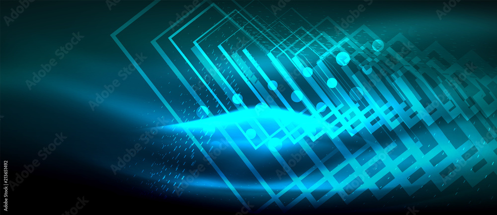 Neon glowing wave, magic energy and light motion background. Wallpaper template, hi-tech future concept Neon glowing wave, magic energy and light motion background. Wallpaper template, hi-tech future concept