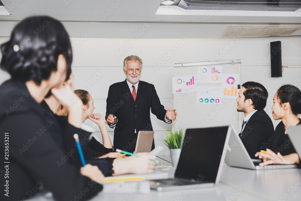 Businessman boss discussing and training in meeting Businessman boss discussing and training in meeting