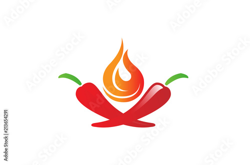 Flaming Fire Chili Pepper Logo Design Illustration