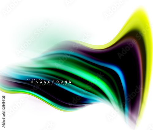 Fluid liquid mixing colors concept on light grey background, wave and swirl curve flow line, trendy abstract layout template for business presentation, app wallpaper banner, poster or wallpaper