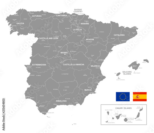 Map of Spain  grey vector illustration