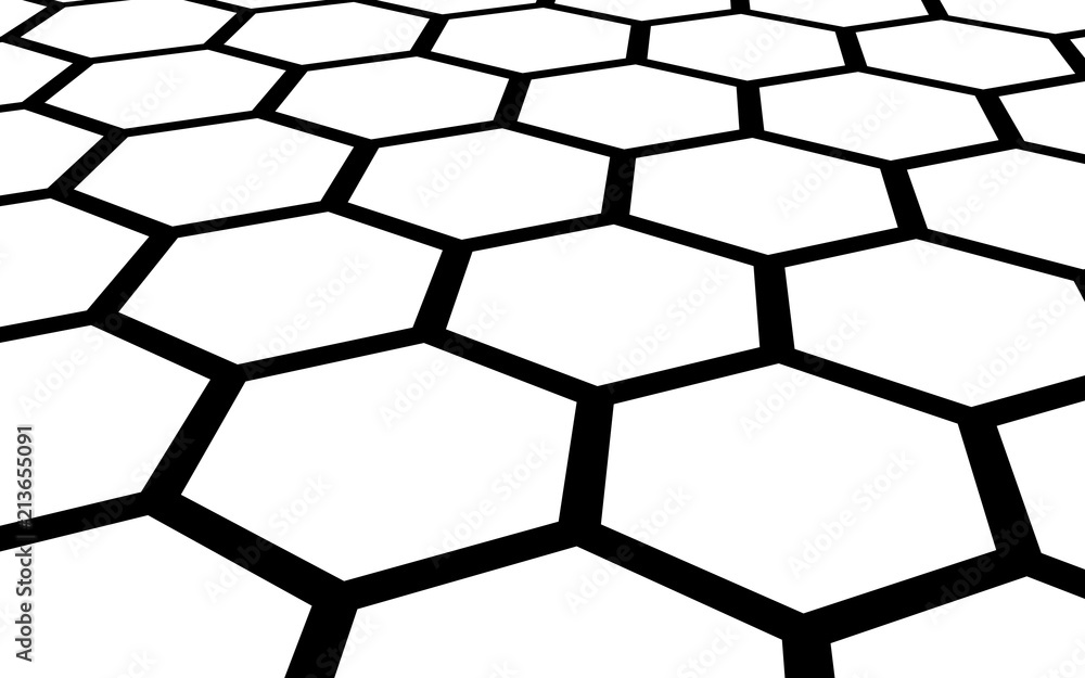 Black honeycomb on a white background. Perspective view on polygon look like honeycomb. Isometric geometry. 3D illustration Black honeycomb on a white background. Perspective view on polygon look like honeycomb. Isometric geometry. 3D illustration